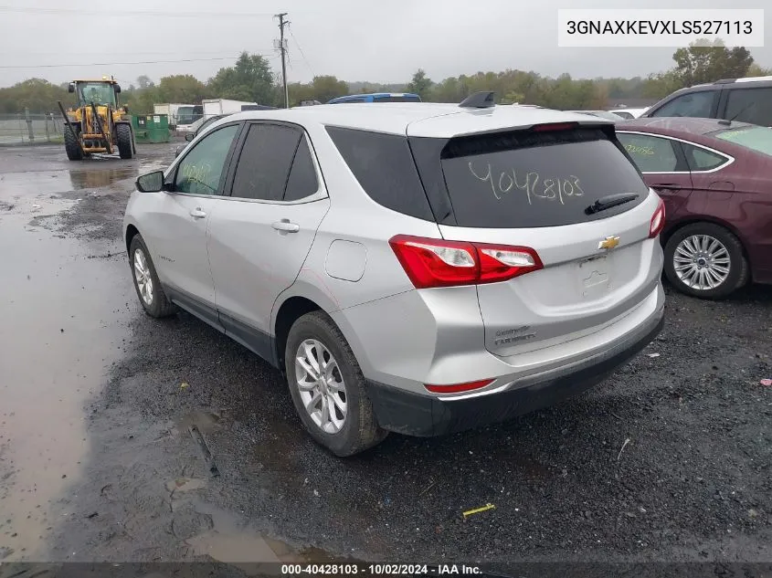 2020 Chevrolet Equinox Fwd Lt 1.5L Turbo VIN: 3GNAXKEVXLS527113 Lot: 40428103