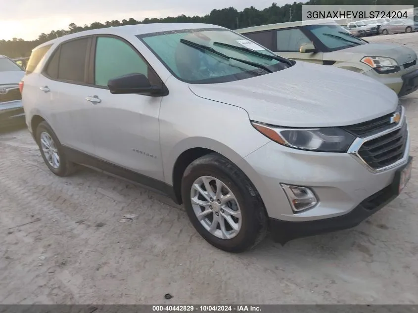 2020 Chevrolet Equinox Fwd Ls VIN: 3GNAXHEV8LS724204 Lot: 40442829