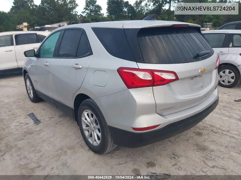 2020 Chevrolet Equinox Fwd Ls VIN: 3GNAXHEV8LS724204 Lot: 40442829