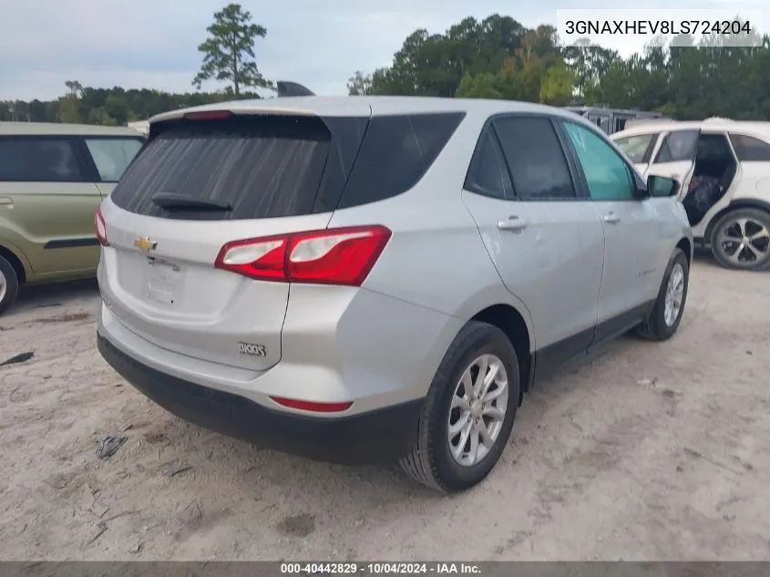 2020 Chevrolet Equinox Fwd Ls VIN: 3GNAXHEV8LS724204 Lot: 40442829