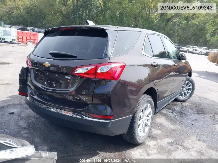 2020 Chevrolet Equinox Awd Lt 1.5L Turbo VIN: 2GNAXUEV5L6109343 Lot: 40445455