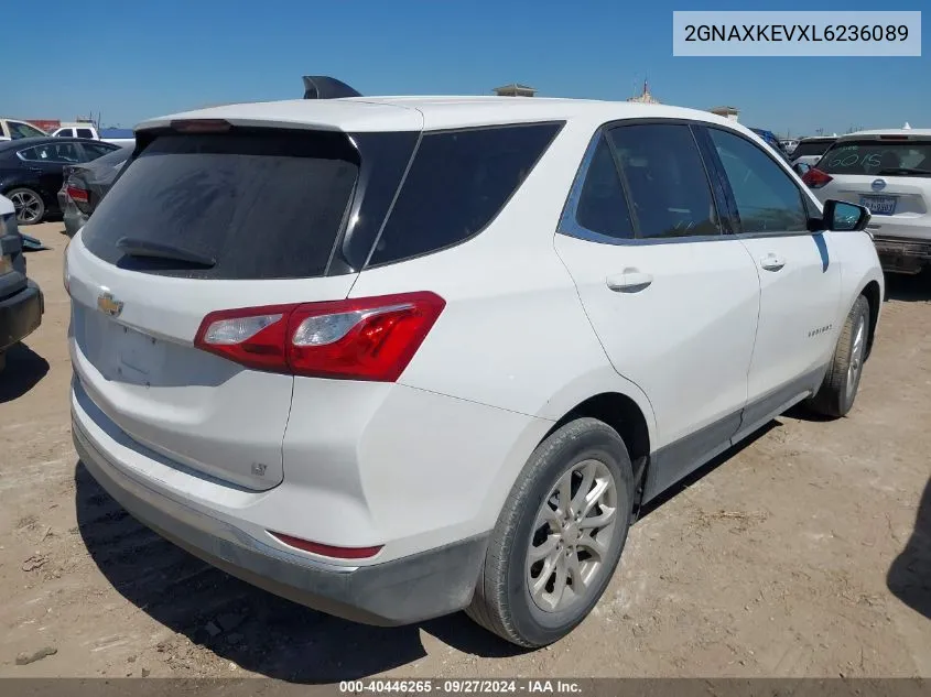 2020 Chevrolet Equinox Fwd Lt 1.5L Turbo VIN: 2GNAXKEVXL6236089 Lot: 40446265