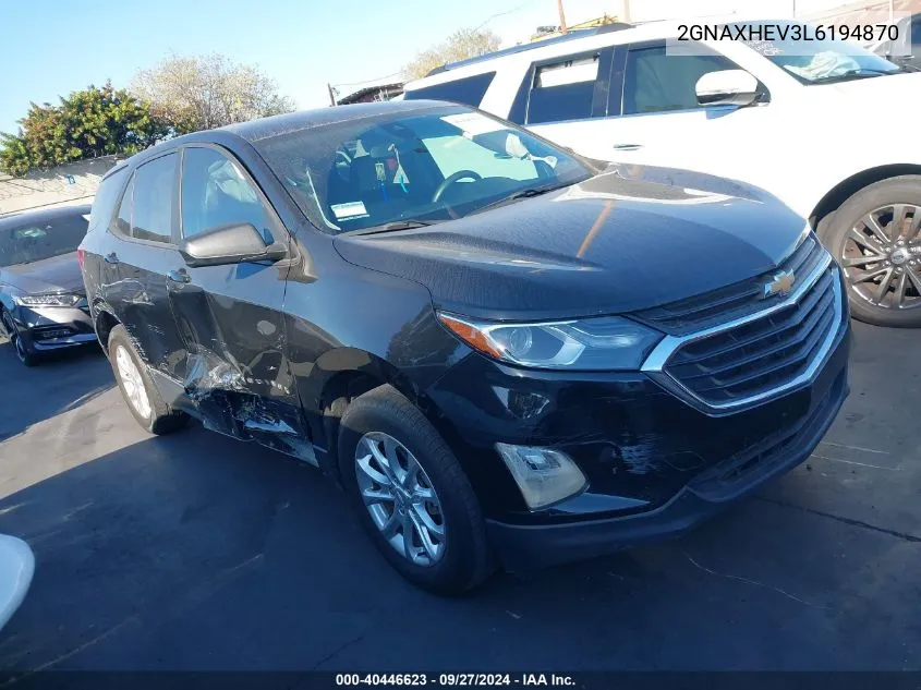 2020 Chevrolet Equinox Fwd Ls VIN: 2GNAXHEV3L6194870 Lot: 40446623