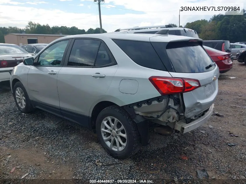 2020 Chevrolet Equinox Fwd Ls VIN: 3GNAXHEV7LS709984 Lot: 40448637