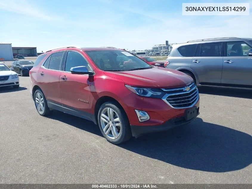 2020 Chevrolet Equinox Awd Premier 2.0L Turbo VIN: 3GNAXYEX1LS514299 Lot: 40462333