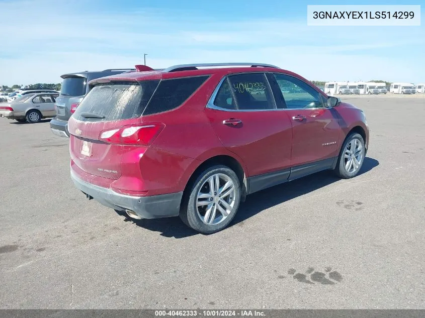 2020 Chevrolet Equinox Awd Premier 2.0L Turbo VIN: 3GNAXYEX1LS514299 Lot: 40462333