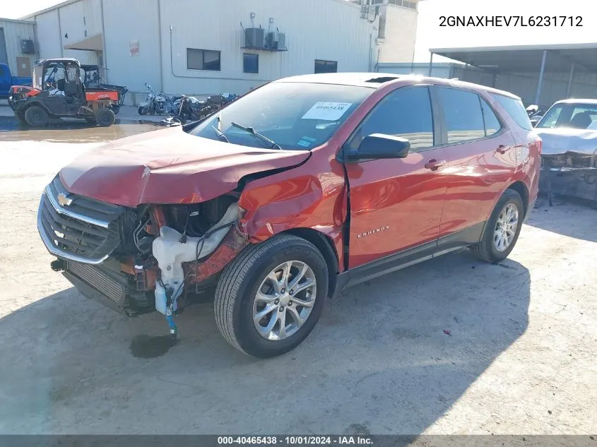 2020 Chevrolet Equinox Ls VIN: 2GNAXHEV7L6231712 Lot: 40465438