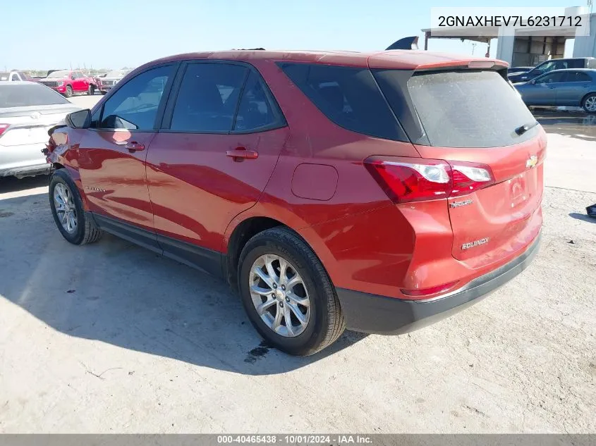 2020 Chevrolet Equinox Ls VIN: 2GNAXHEV7L6231712 Lot: 40465438