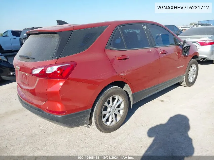 2020 Chevrolet Equinox Ls VIN: 2GNAXHEV7L6231712 Lot: 40465438