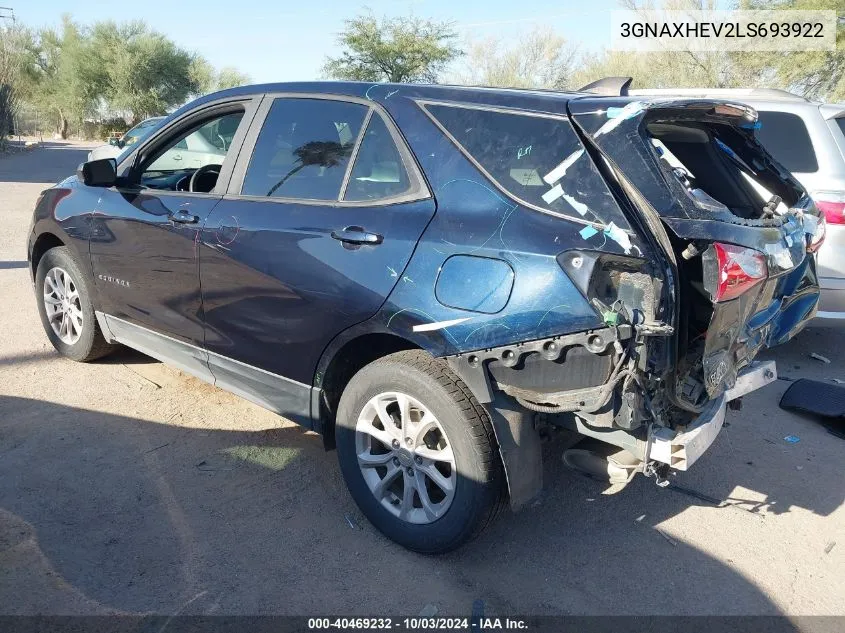 2020 Chevrolet Equinox Fwd Ls VIN: 3GNAXHEV2LS693922 Lot: 40469232