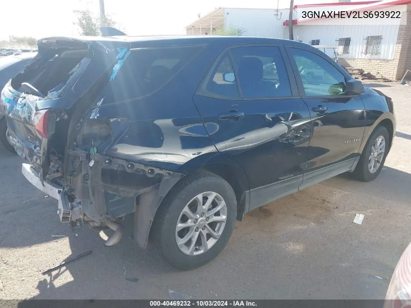 2020 Chevrolet Equinox Fwd Ls VIN: 3GNAXHEV2LS693922 Lot: 40469232