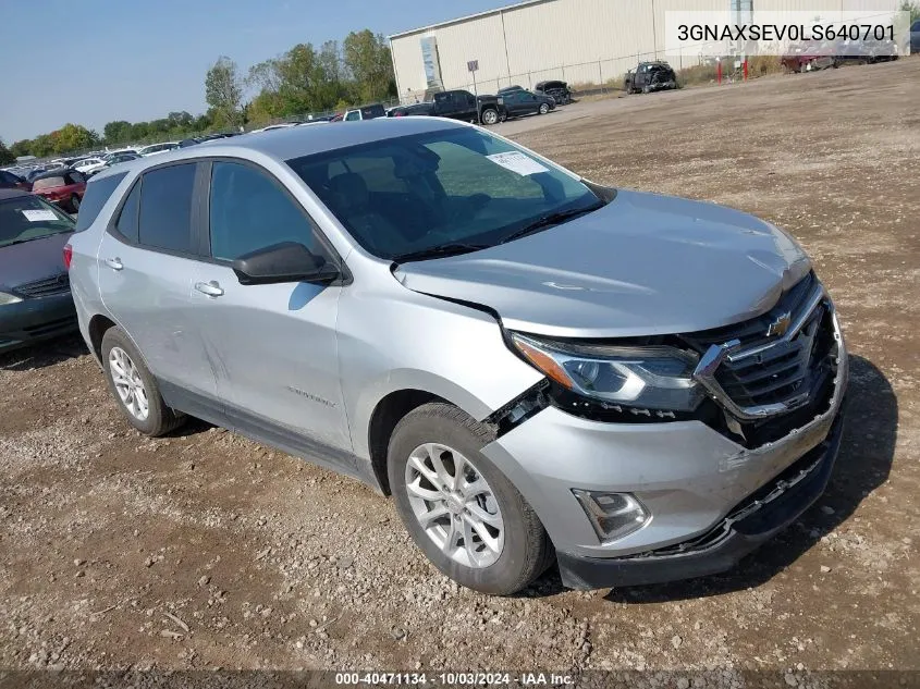 2020 Chevrolet Equinox Awd Ls VIN: 3GNAXSEV0LS640701 Lot: 40471134