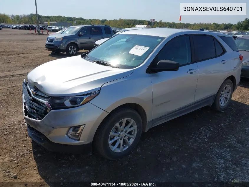 2020 Chevrolet Equinox Awd Ls VIN: 3GNAXSEV0LS640701 Lot: 40471134