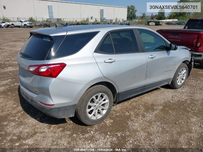 2020 Chevrolet Equinox Awd Ls VIN: 3GNAXSEV0LS640701 Lot: 40471134