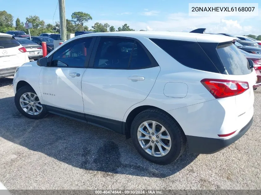 2020 Chevrolet Equinox Fwd Ls VIN: 2GNAXHEVXL6168007 Lot: 40474544