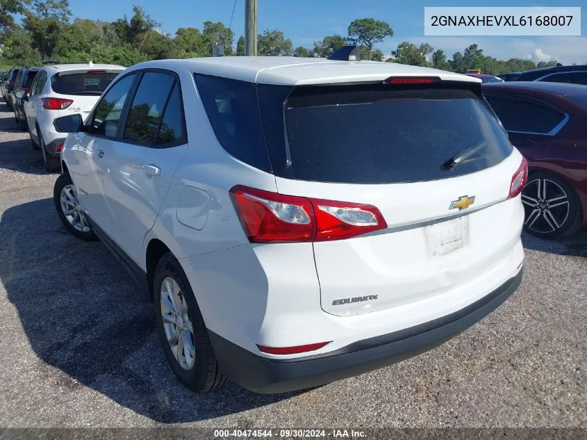 2020 Chevrolet Equinox Fwd Ls VIN: 2GNAXHEVXL6168007 Lot: 40474544