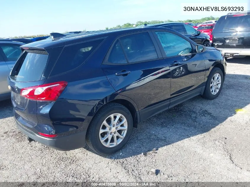 2020 Chevrolet Equinox Ls VIN: 3GNAXHEV8LS693293 Lot: 40475808