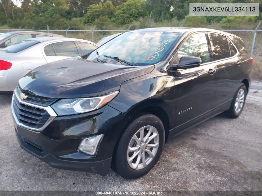 2020 Chevrolet Equinox Lt VIN: 3GNAXKEV6LL334113 Lot: 40481074