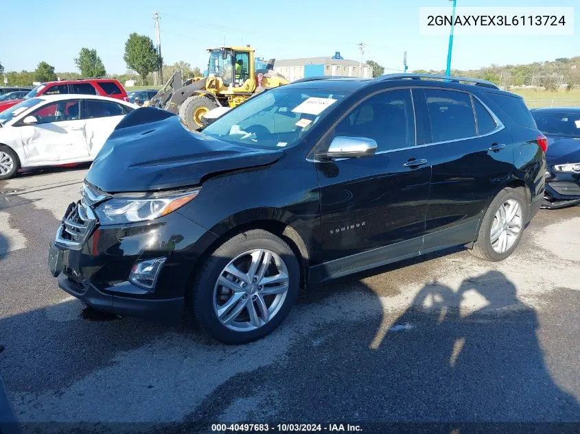 2020 Chevrolet Equinox Awd Premier 2.0L Turbo VIN: 2GNAXYEX3L6113724 Lot: 40497683