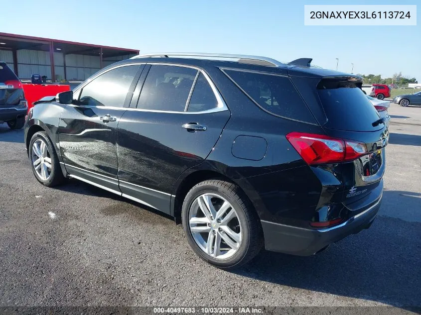 2020 Chevrolet Equinox Awd Premier 2.0L Turbo VIN: 2GNAXYEX3L6113724 Lot: 40497683