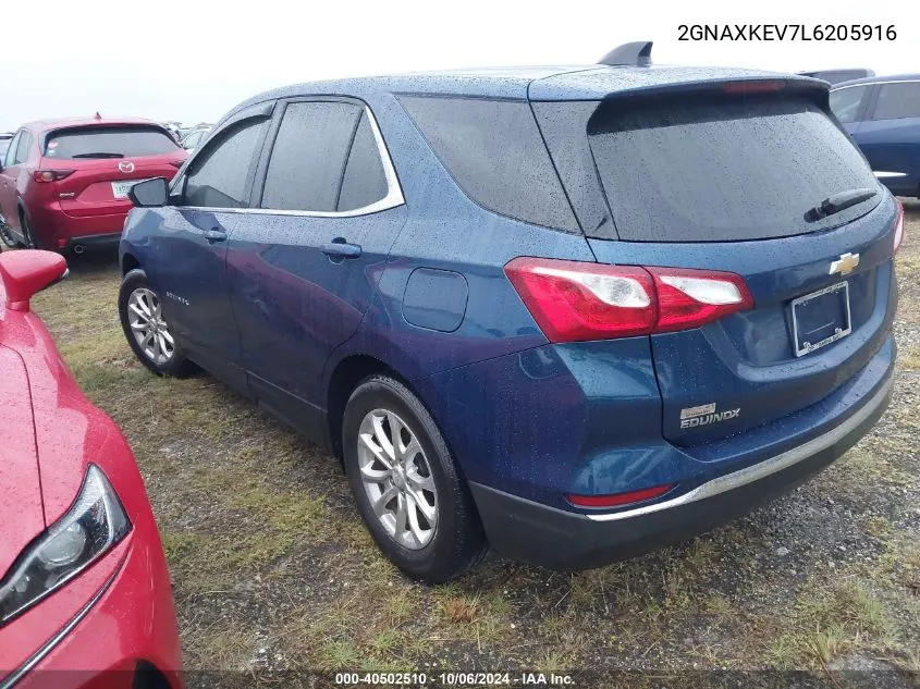 2020 Chevrolet Equinox Lt VIN: 2GNAXKEV7L6205916 Lot: 40502510