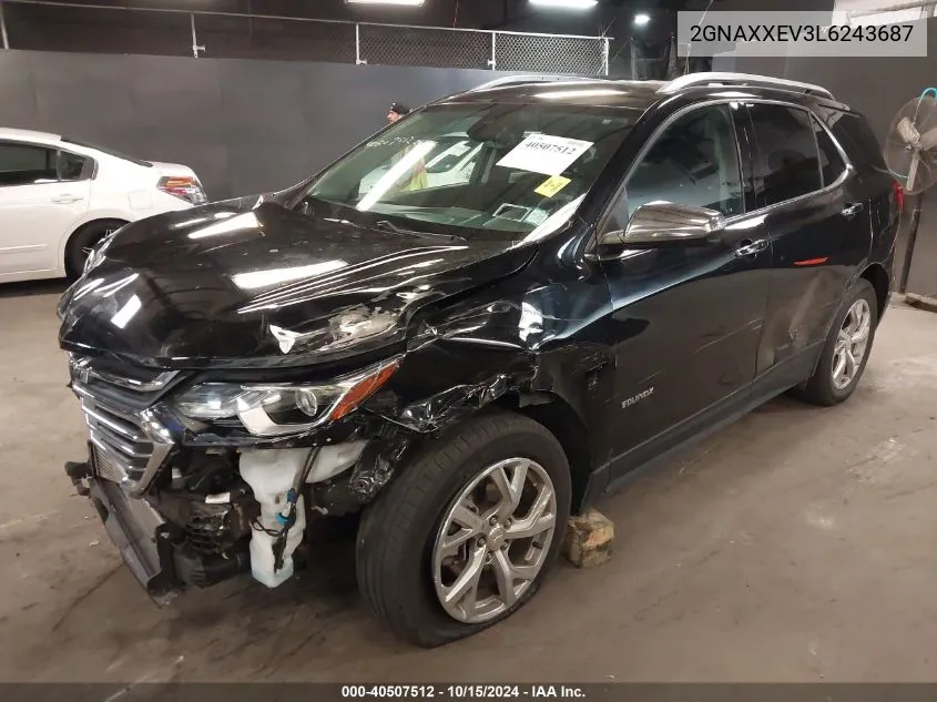 2020 Chevrolet Equinox Awd Premier 1.5L Turbo VIN: 2GNAXXEV3L6243687 Lot: 40507512