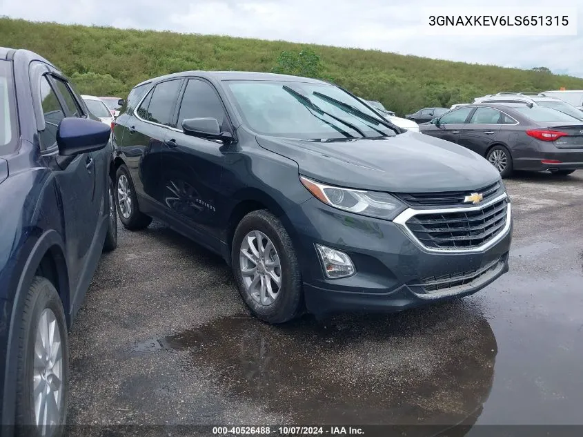 2020 Chevrolet Equinox Lt VIN: 3GNAXKEV6LS651315 Lot: 40526488