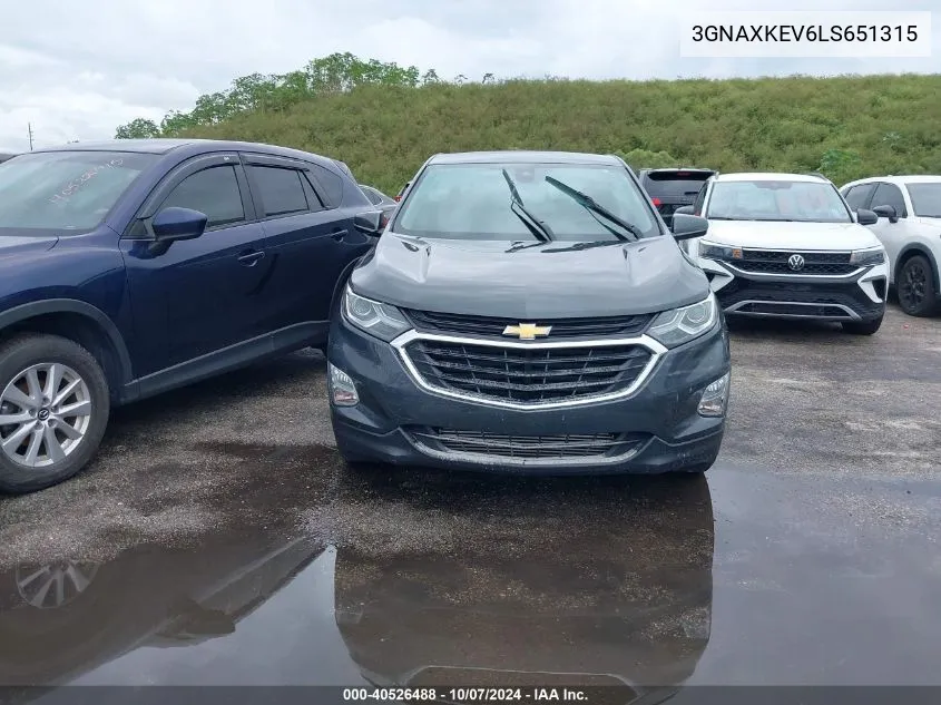 2020 Chevrolet Equinox Lt VIN: 3GNAXKEV6LS651315 Lot: 40526488