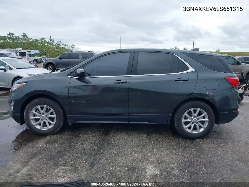 2020 Chevrolet Equinox Lt VIN: 3GNAXKEV6LS651315 Lot: 40526488