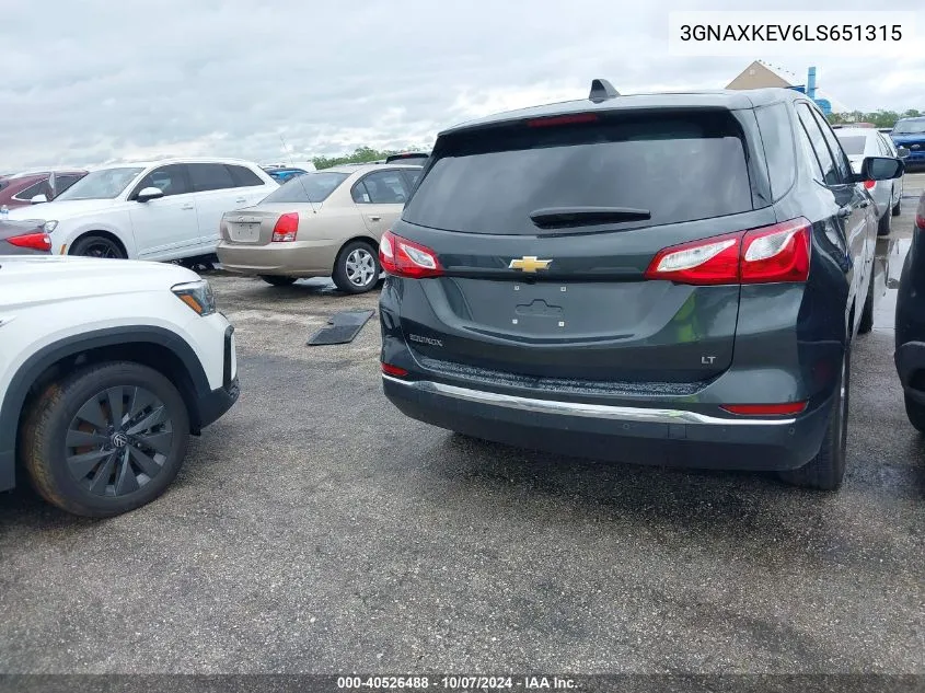 2020 Chevrolet Equinox Lt VIN: 3GNAXKEV6LS651315 Lot: 40526488