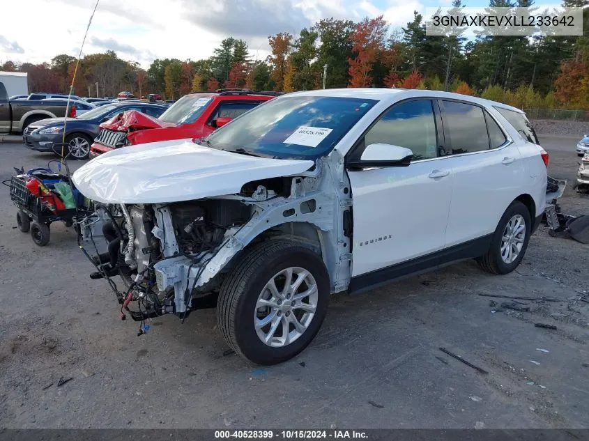 2020 Chevrolet Equinox Fwd Lt 1.5L Turbo VIN: 3GNAXKEVXLL233642 Lot: 40528399