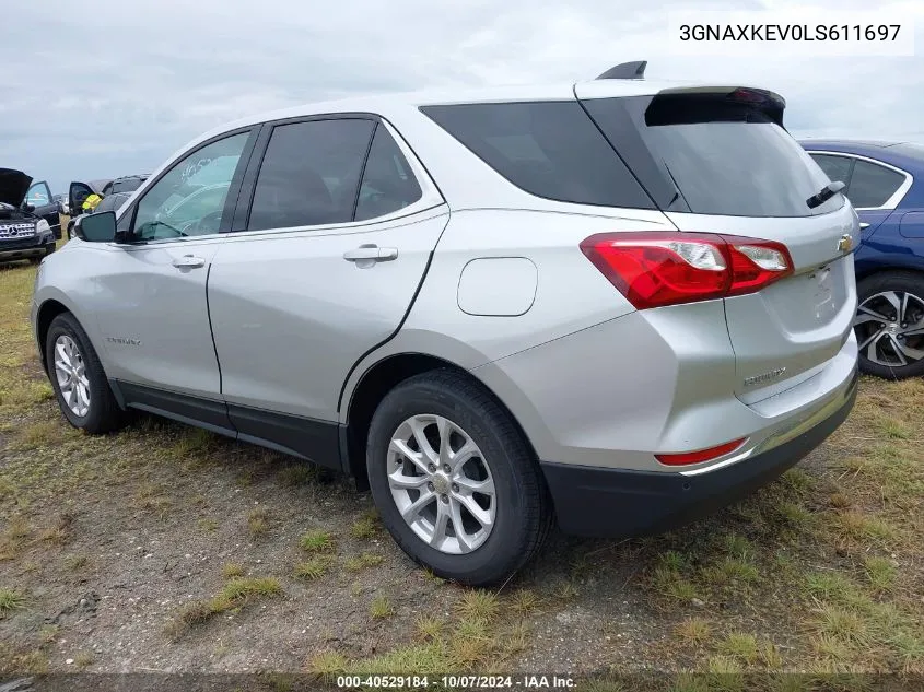 2020 Chevrolet Equinox Lt VIN: 3GNAXKEV0LS611697 Lot: 40529184