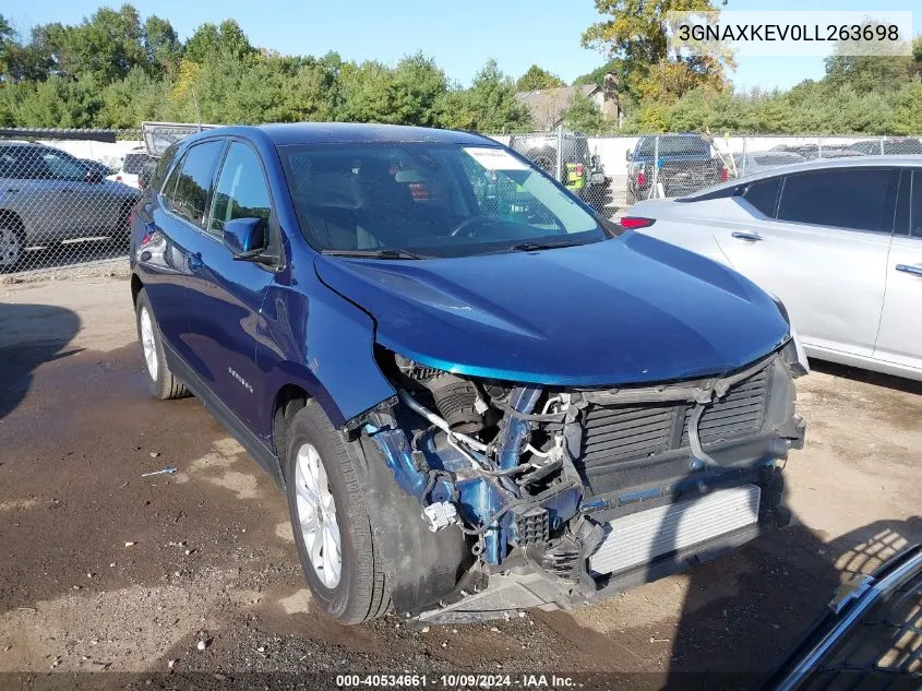 2020 Chevrolet Equinox Fwd Lt 1.5L Turbo VIN: 3GNAXKEV0LL263698 Lot: 40534661