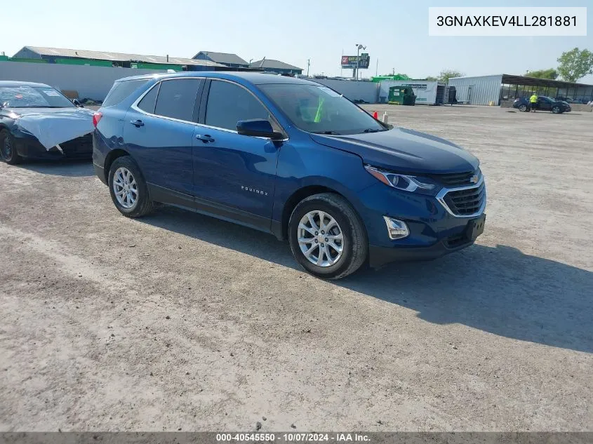 2020 Chevrolet Equinox Fwd Lt 1.5L Turbo VIN: 3GNAXKEV4LL281881 Lot: 40545550