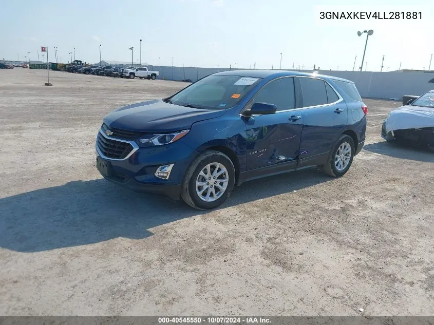 2020 Chevrolet Equinox Fwd Lt 1.5L Turbo VIN: 3GNAXKEV4LL281881 Lot: 40545550