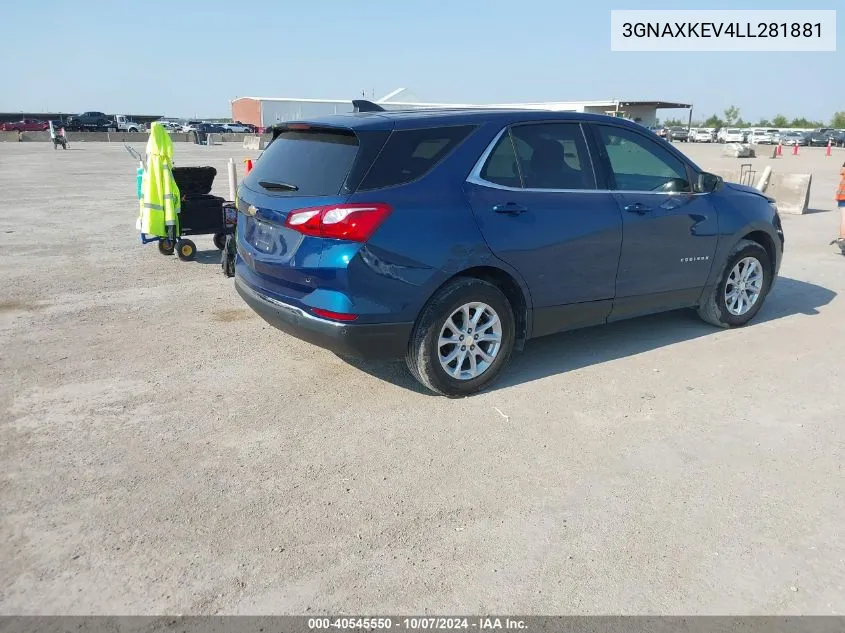 2020 Chevrolet Equinox Fwd Lt 1.5L Turbo VIN: 3GNAXKEV4LL281881 Lot: 40545550