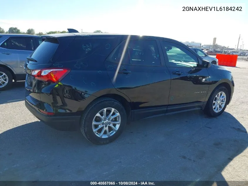 2020 Chevrolet Equinox Fwd Ls VIN: 2GNAXHEV1L6184242 Lot: 40557065