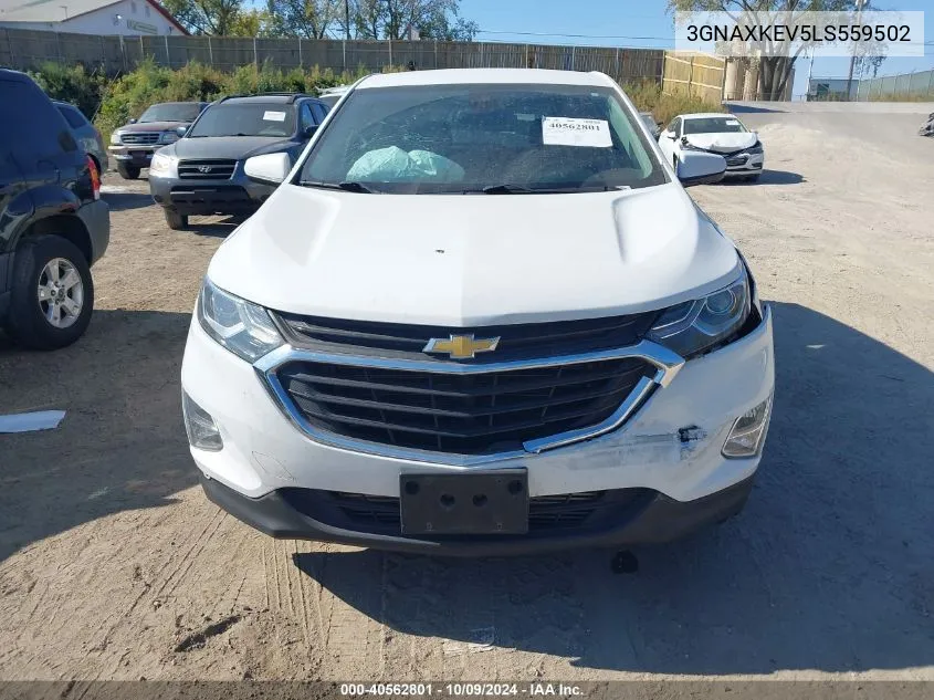 2020 Chevrolet Equinox Fwd Lt 1.5L Turbo VIN: 3GNAXKEV5LS559502 Lot: 40562801