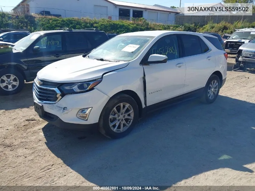 2020 Chevrolet Equinox Fwd Lt 1.5L Turbo VIN: 3GNAXKEV5LS559502 Lot: 40562801