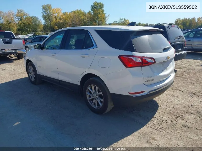 2020 Chevrolet Equinox Fwd Lt 1.5L Turbo VIN: 3GNAXKEV5LS559502 Lot: 40562801