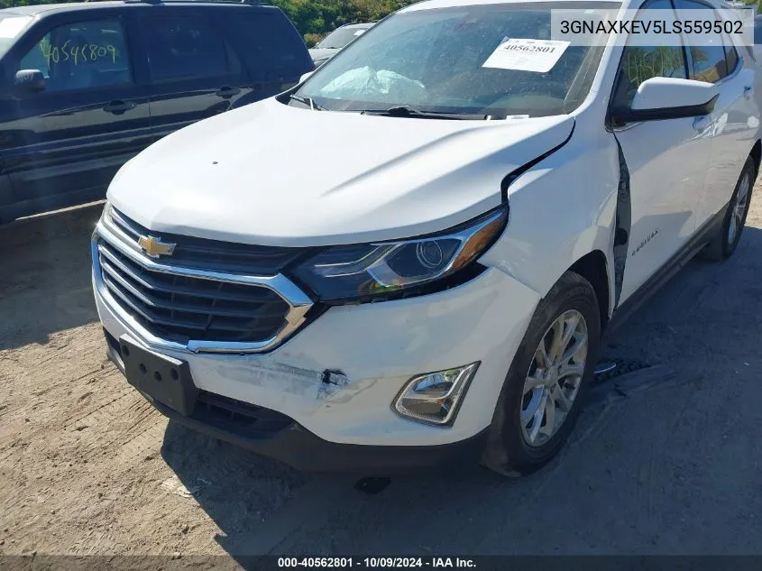 2020 Chevrolet Equinox Fwd Lt 1.5L Turbo VIN: 3GNAXKEV5LS559502 Lot: 40562801