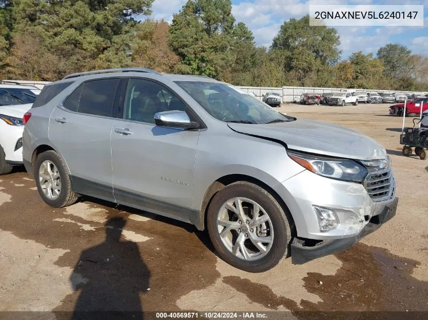 2020 Chevrolet Equinox Fwd Premier 1.5L Turbo VIN: 2GNAXNEV5L6240147 Lot: 40569571