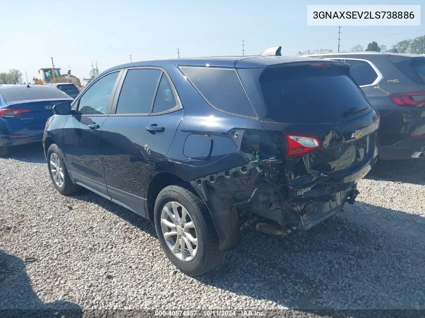 2020 Chevrolet Equinox Ls VIN: 3GNAXSEV2LS738886 Lot: 40574957