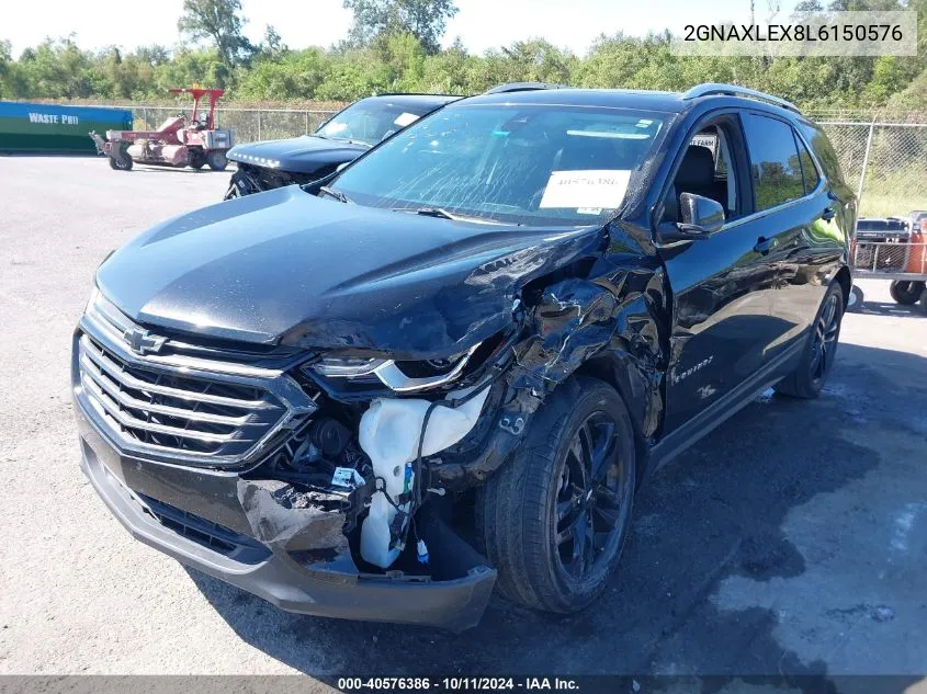 2020 Chevrolet Equinox Fwd Lt 2.0L Turbo VIN: 2GNAXLEX8L6150576 Lot: 40576386