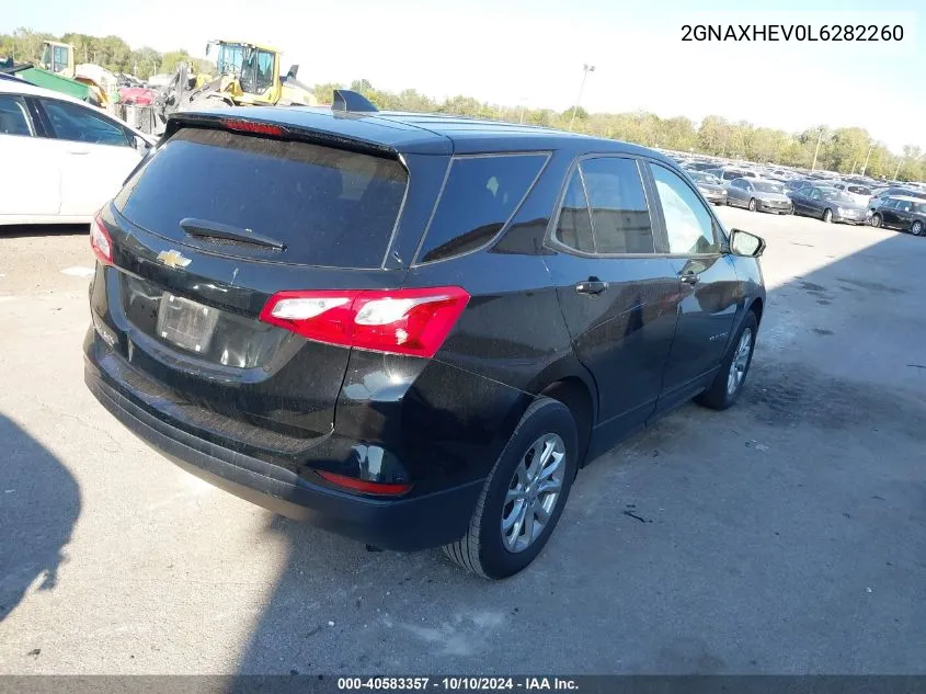 2020 Chevrolet Equinox Fwd Ls VIN: 2GNAXHEV0L6282260 Lot: 40583357