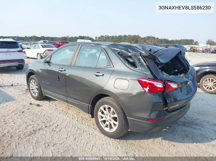 2020 Chevrolet Equinox Ls VIN: 3GNAXHEV8LS586230 Lot: 40585983