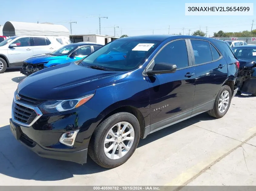 2020 Chevrolet Equinox Fwd Ls VIN: 3GNAXHEV2LS654599 Lot: 40598782