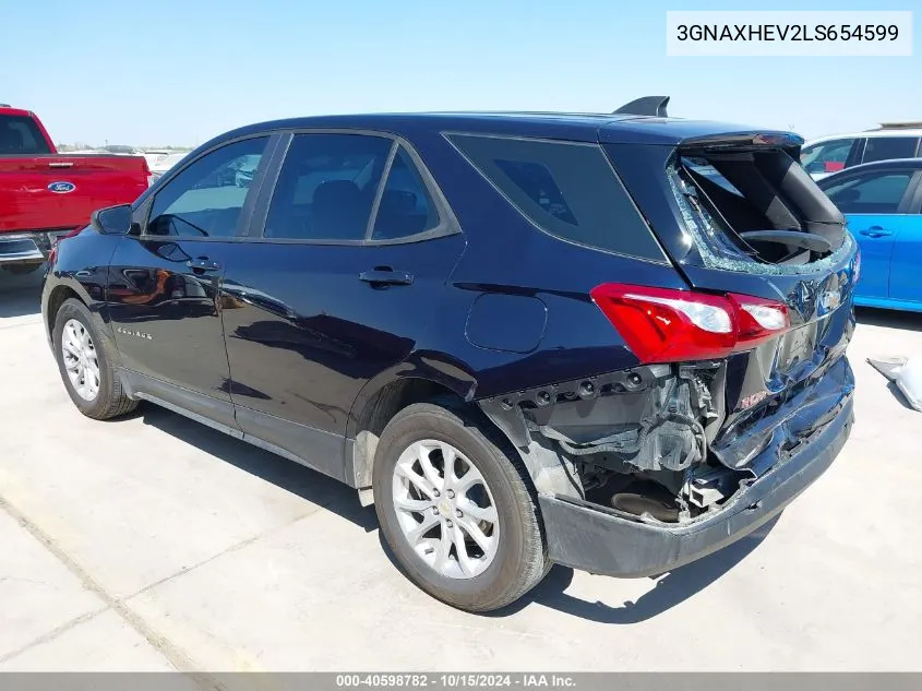 2020 Chevrolet Equinox Fwd Ls VIN: 3GNAXHEV2LS654599 Lot: 40598782