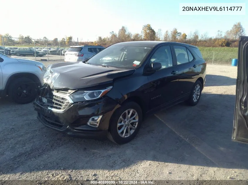 2020 Chevrolet Equinox Fwd Ls VIN: 2GNAXHEV9L6114777 Lot: 40599599