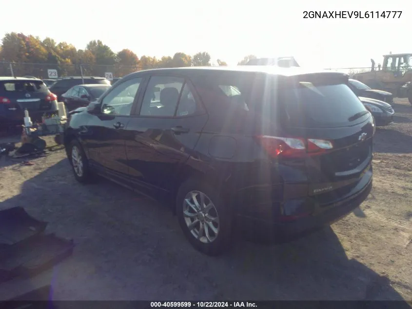 2020 Chevrolet Equinox Fwd Ls VIN: 2GNAXHEV9L6114777 Lot: 40599599